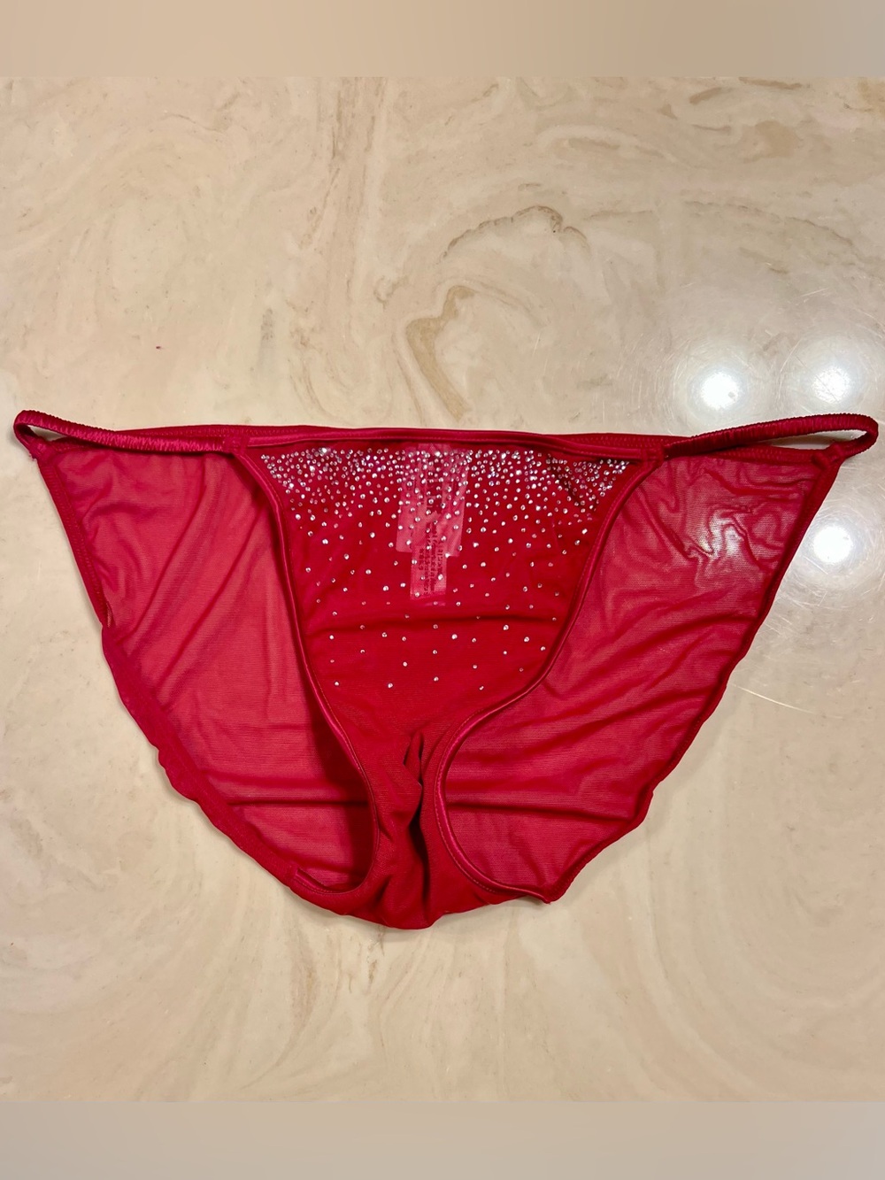 Victoria’s Secret PINK Wink Bling String Bikini Panty Red Lacquer Diamanté Large